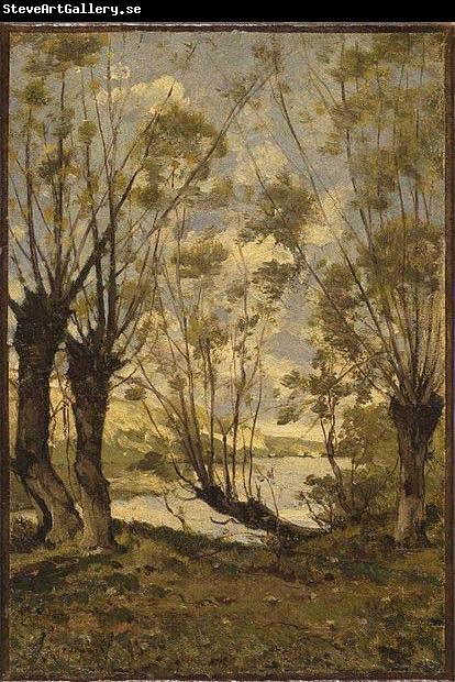 Henri Harpignies Willows on the Banks of the Loire